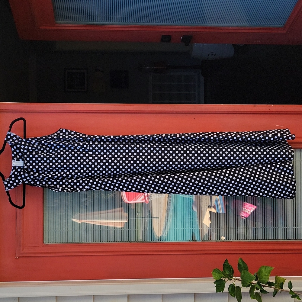Polka Dot Black Sleeveless Maxi